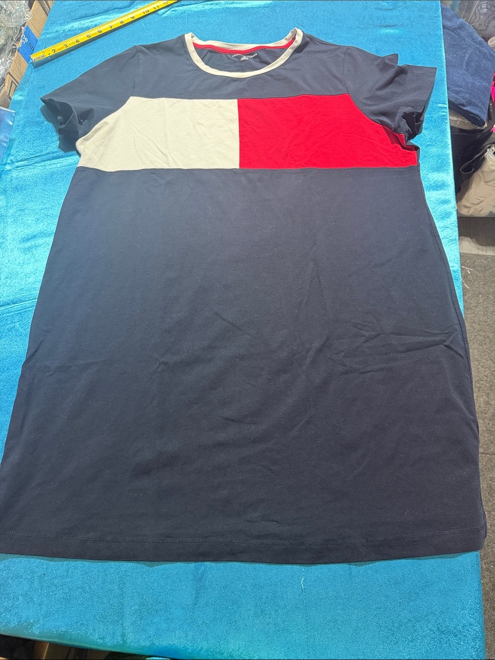 Tommy Hilfiger Navy, Red & White Colorblocked T-shirt Dress